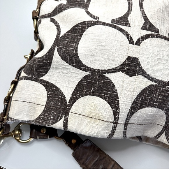 Coach Legacy Cotton Carly Bag Brown Leather Brass Hardware No. A07743-10795 - Picture 11 of 12